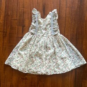 Puppy & Julie ivory floral  dress with silver embellished sleeves